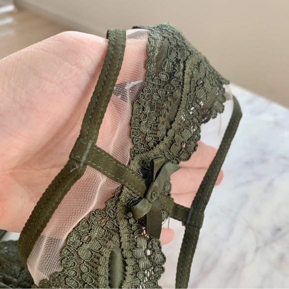 Army Green Mesh & Lace Cheeky Panty - Picture 6 of 8